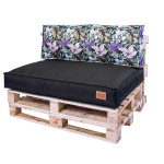 Paletové sedenie Golden Garden GG59 - podsedák a vankúš 120cm x 80cm x 15cm penový granulát čierna vzor kvety 1